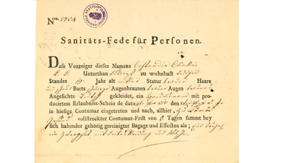 Cum arată un act de carantină emis de Imperiul Habsburgic în Timișoara începutului de secolul al XIX lea jpeg
