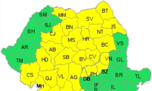 Judeţele aflate sub avertizare de ploi torenţiale (foto: meteoromania ro) jpeg