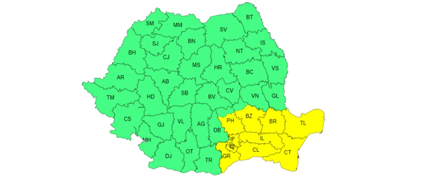 Cod galben de vant in noua judete si Bucuresti 4 mai 2024 png