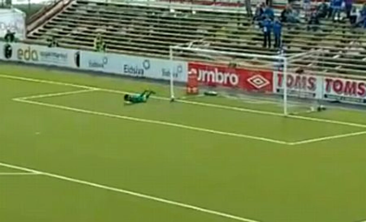 
    Mingea a trecut pe sub portar  