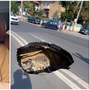 Carmen Șerban a căzut cu mașina în craterul de pe Bulevardul Eroilor: „Am crezut că mi s-a zdrobit mașina” FOTO captura vid Facebook