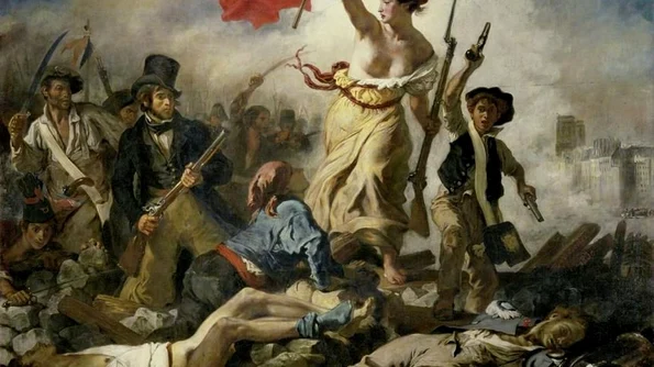 Echivalentul imagistic al Marseillezei  „Libertatea conducând poporul”, de Eugene Delacroix jpeg