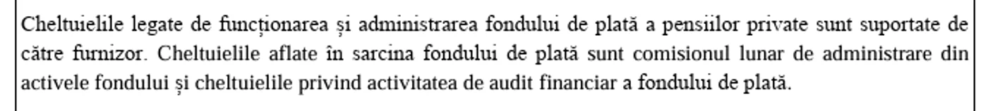 Fondul de plată va percepe comision lunar de administrare / Sursa: captură document