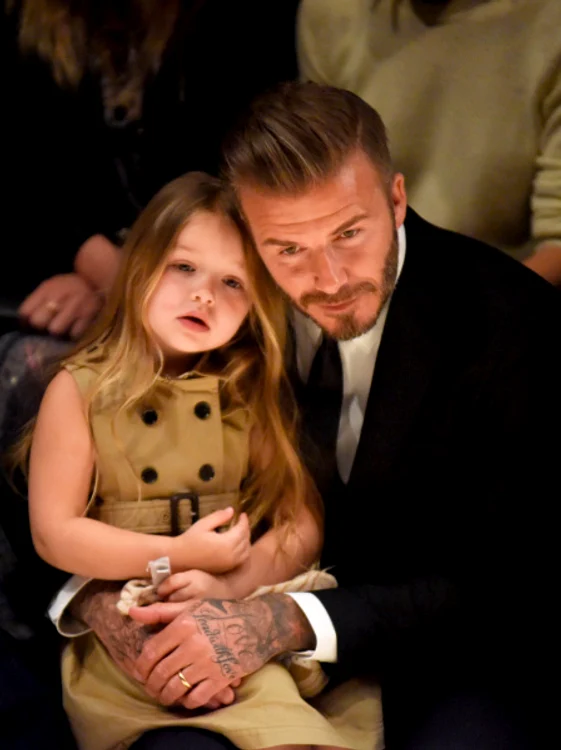david and harper beckham on the front row at the burberry  london in los angeles  event jpeg