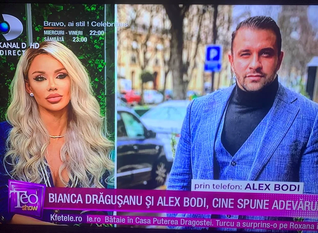 
    Bianca Drăgușanu și Alex Bodi s-au confruntat și la o zi după divorțfoto: captură Kanal D  