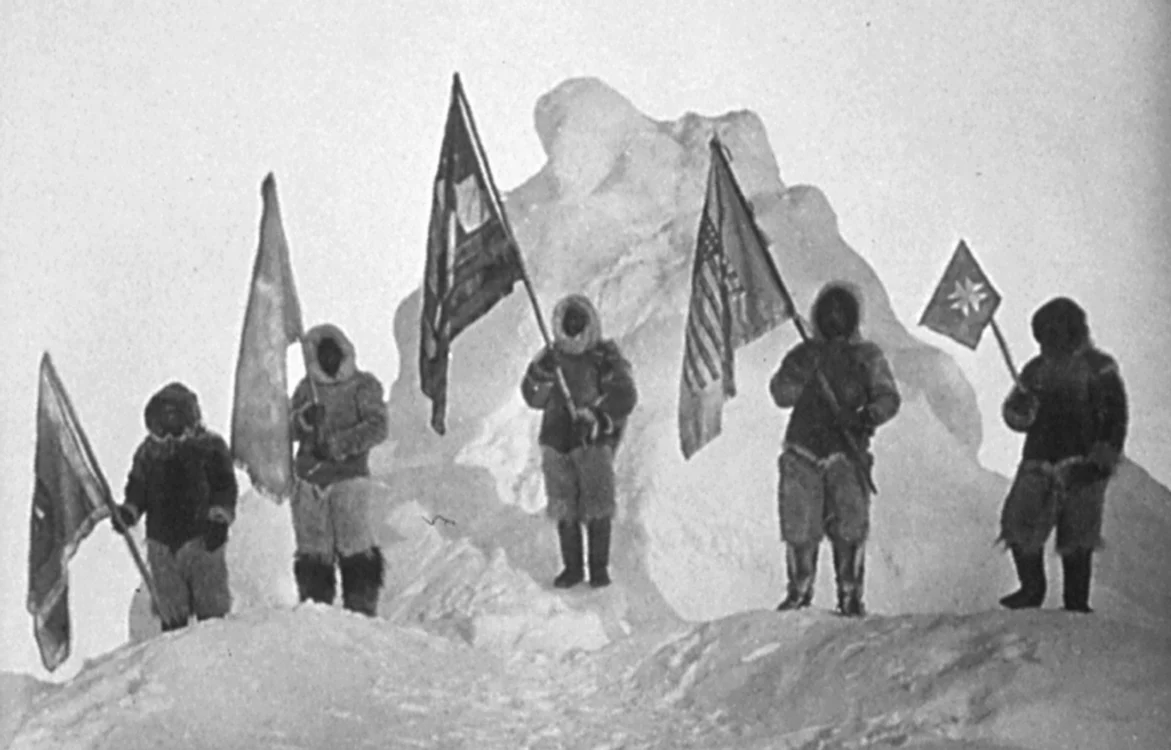 Peary Sledge Party and Flags at the Pole jpg jpeg