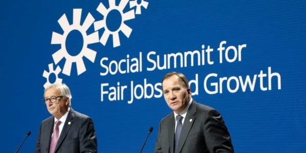 Jean-Claude Juncker si Stefan Lofven la summitul social de la Goteborg