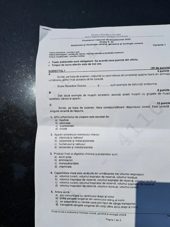 Subiectele la Anatomie și fiziologie umană. FOTO Adevărul