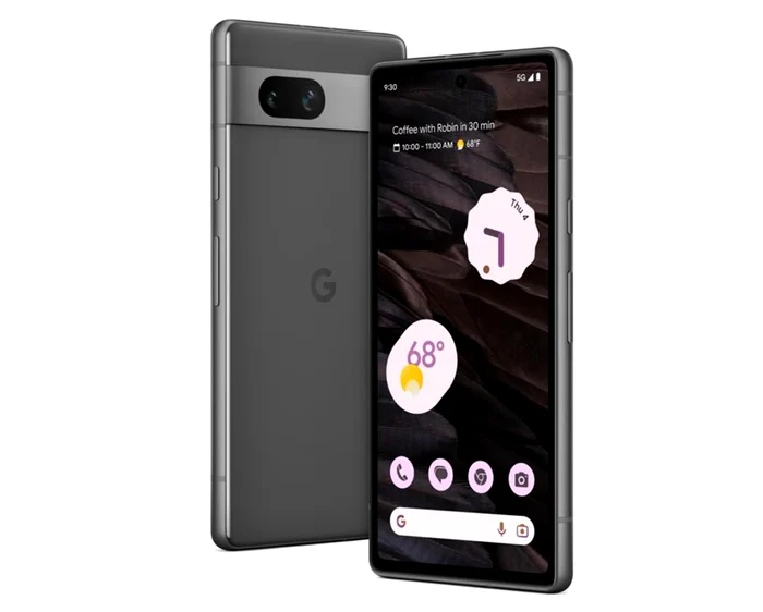 Smartphone Google Pixel 7a, versiunea Charcoal.