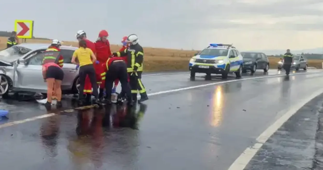 Accident DN 1, Brașov. FOTO Poliția Română