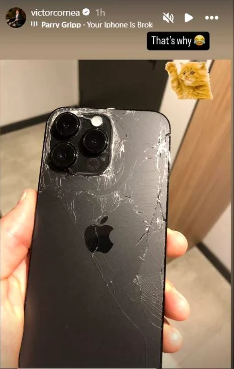 Telefonul lui Victor Cornea / foto: captură Instagram 