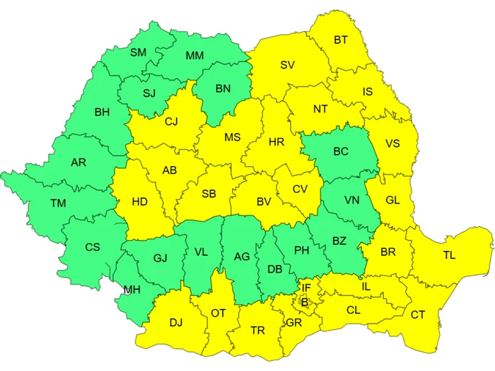 Cod galben în perioada 19 ianuarie, ora 10:00 – 19 ianuarie, ora 20:00/FOTO: ANM