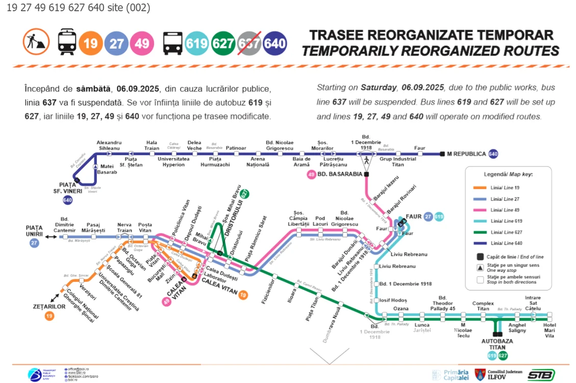 Trasee reorganizate temporar pe Bulevardul Theodor Pallady FOTO: TPBI