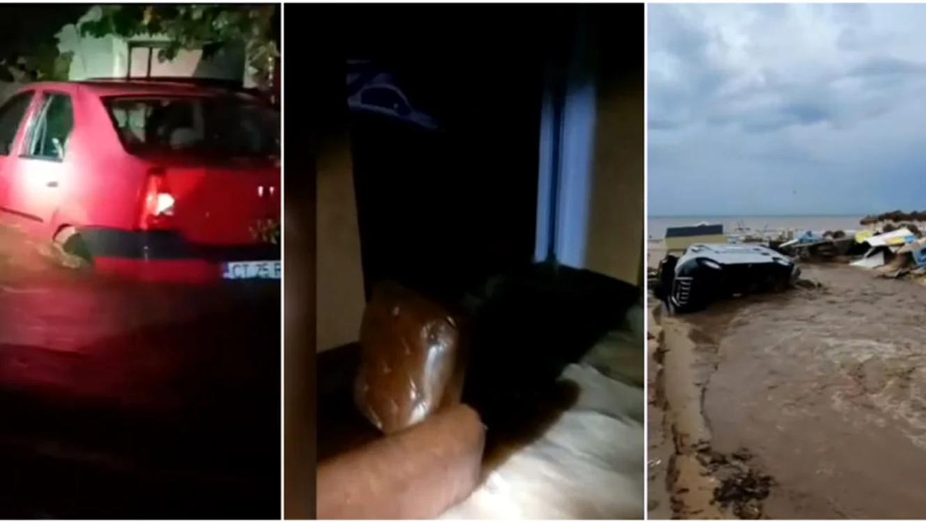 Imaginii cum inundațiile / foto colaj: capturi video ISU Dobrogea/ amator