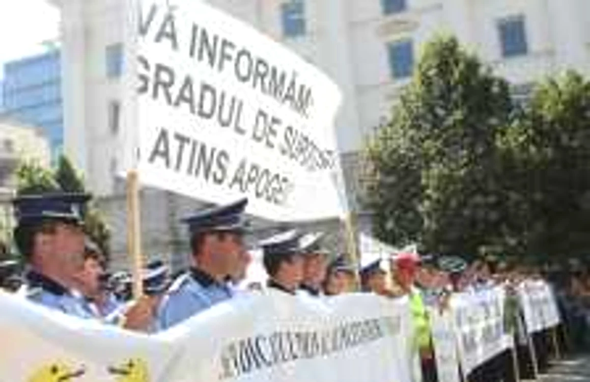 Anul trecut, poliţiştii au protestat împotriva reducerii salariilor cu 25%. Foto: Adevărul