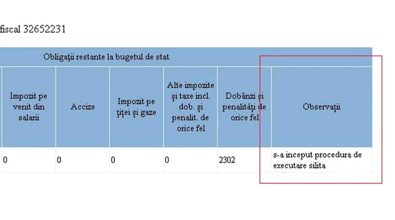 Informațiile de la ANAF arată că s-a început procedura de executare silită în cazul Antoniei