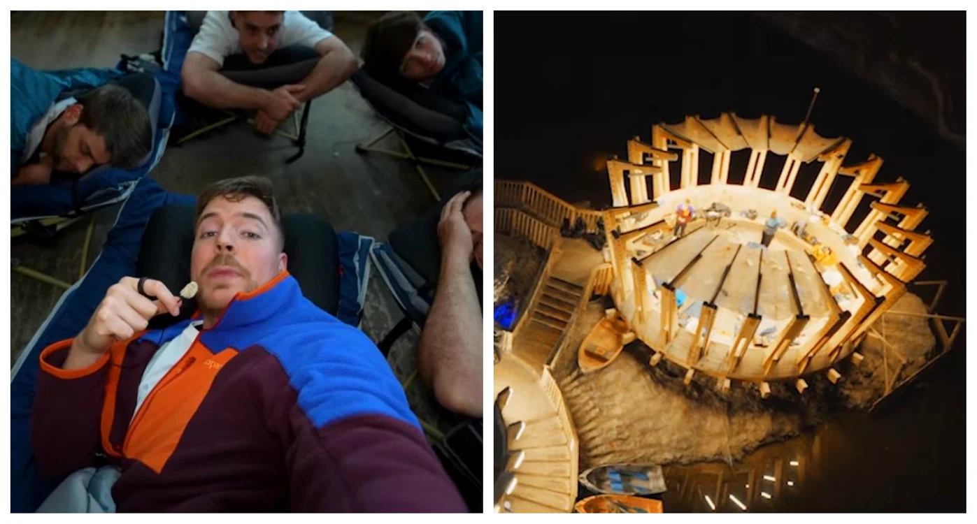 MrBeast a petrecut 7 zile în Salina Turda / Foto: Colaj captură video Youtube