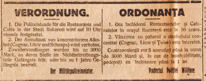 Ordonanță care reglementează programul restaurantelor și comercializarea băuturilor alcoolice