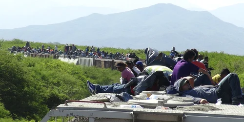  Mexicani spera sa ajunga  in SUA calatorind pe vagoanele unui tren de marfă cunoscut sub numele de La Bestia  în Ixtepec  statul mexican Oaxaca FOTO Reuters