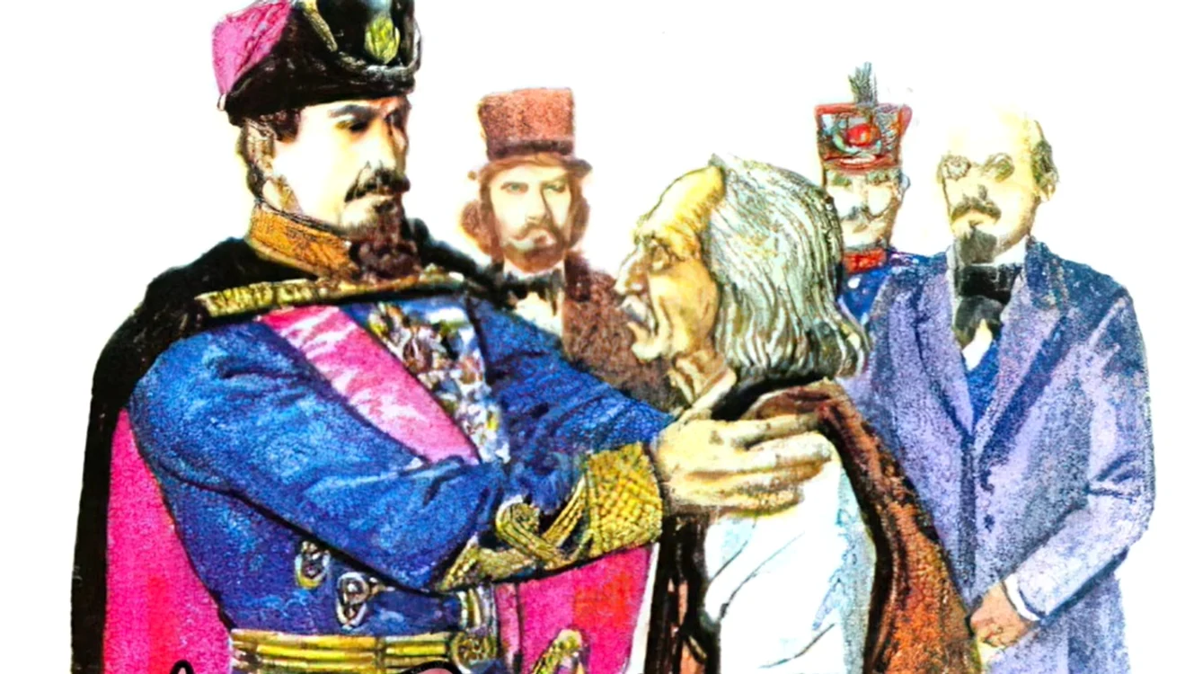 Cuza și Moș Ion Roată. Reprezentare grafică. FOTO arhivă