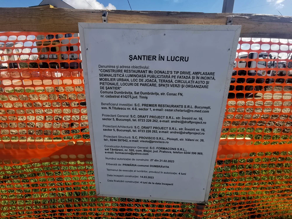 A început construcția McDonaldsului de la Dumbrăvița FOTO Ștefan Both