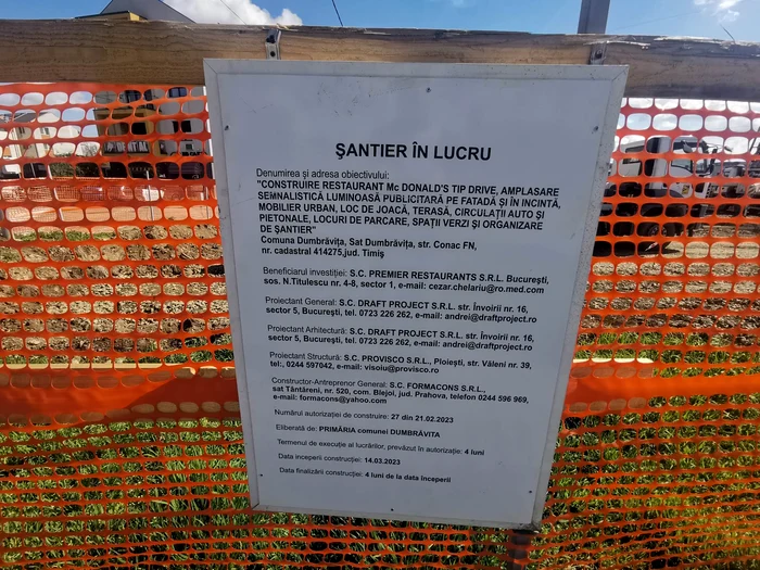 A început construcția McDonaldsului de la Dumbrăvița FOTO Ștefan Both