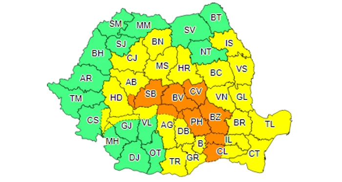 Cod portocaliu și galben în România FOTO meteromania.ro