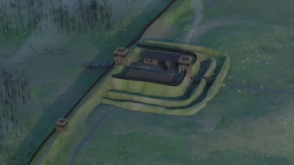 Reconstrucție digitală a fortului roman descoperit la nord de Zidul lui Hadrian (© Eduardo Pérez-Fernández)
