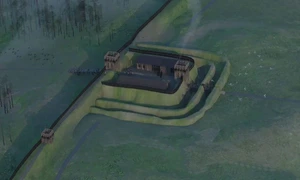 Reconstrucție digitală a fortului roman descoperit la nord de Zidul lui Hadrian (© Eduardo Pérez-Fernández)