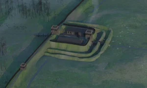 Reconstrucție digitală a fortului roman descoperit la nord de Zidul lui Hadrian (© Eduardo Pérez-Fernández)