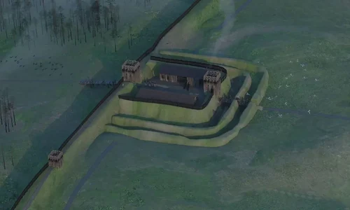Reconstrucție digitală a fortului roman descoperit la nord de Zidul lui Hadrian (© Eduardo Pérez-Fernández)