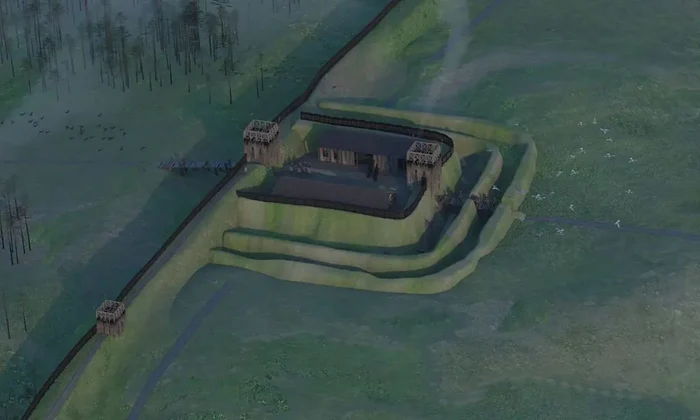 Reconstrucție digitală a fortului roman descoperit la nord de Zidul lui Hadrian (© Eduardo Pérez-Fernández)