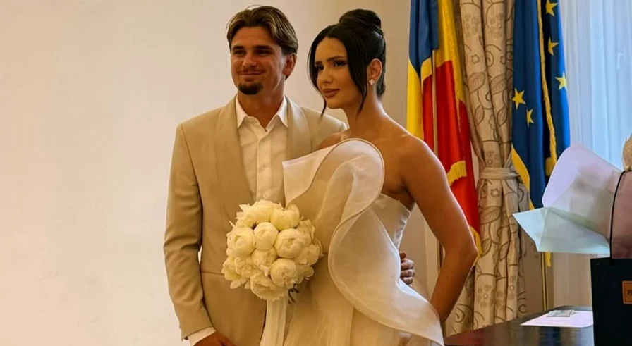 Răzvan și Crina Marin, în ziua cununiei civile