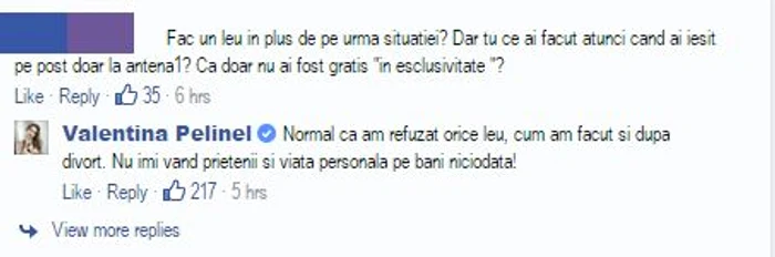 Valentina a fost acuzată că a luat bani pentru a vorbi despre sarcină