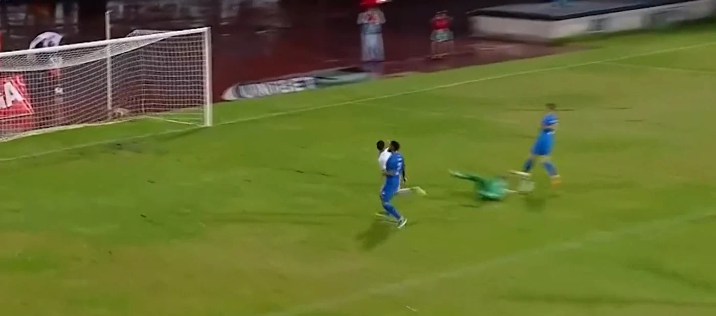 Faza golului AFC Hermannstadt - CS Universitatea Craiova. Captură video.