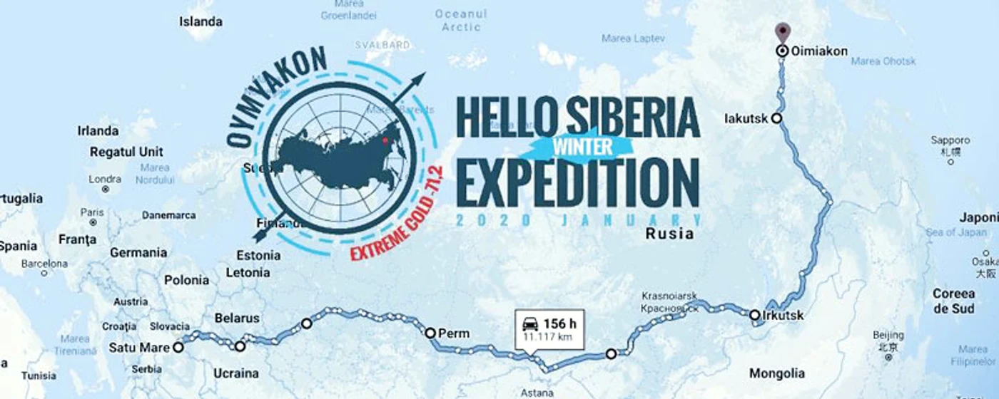 Traseul expediţiei în  nord-estul Siberiei 