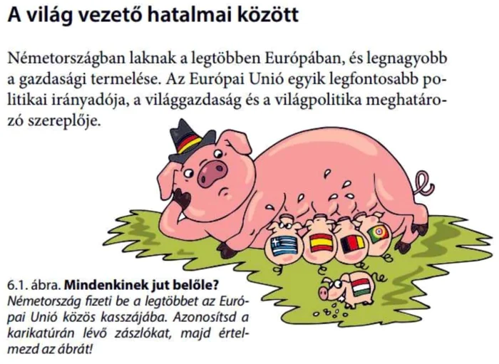Germania prezentată drept o scroafă într-un manual de Geografie din Ungaria