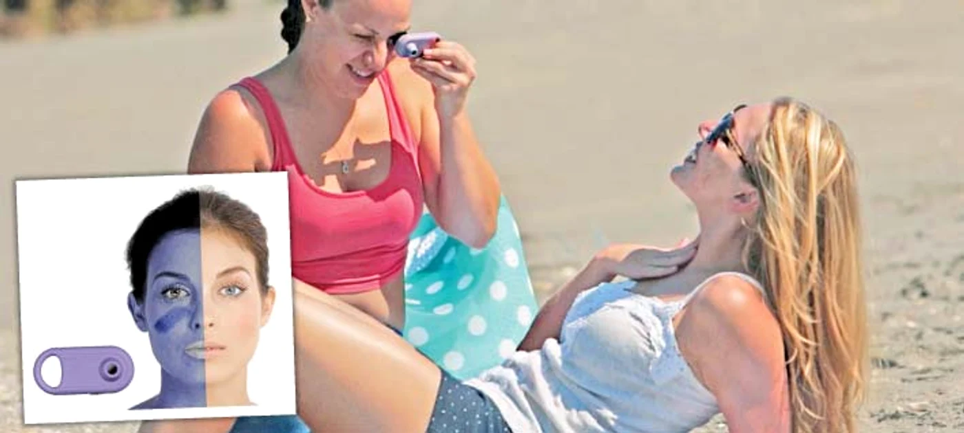 Aparatul foto Sunscreenr A îţi zice să te dai cu cremă, e rezistent la apă, nisip şi şocuri, are ecran LCD alb-negru şi costă 95 €