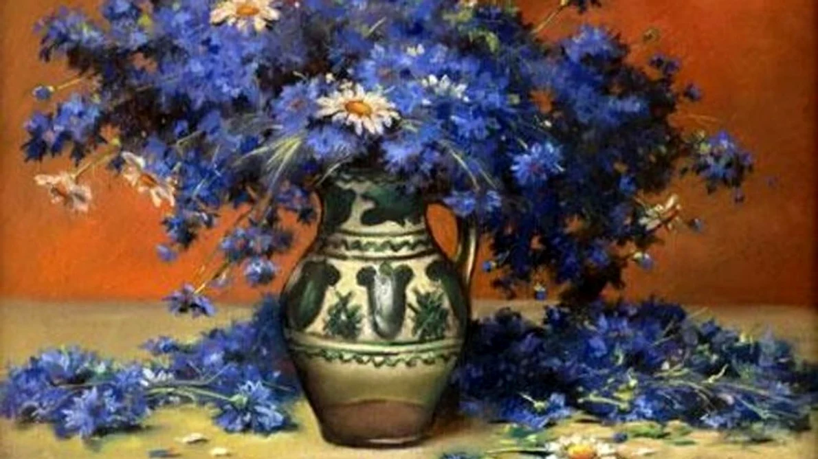 Pictorul şi florile  Expoziţie   medalion jpeg