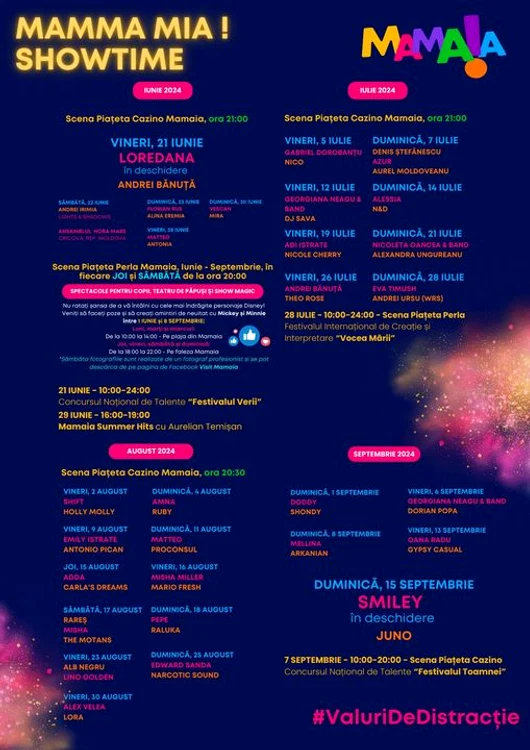 Mamma mia Showtime la Mamaia - agenda evenimentelor verii 2024
