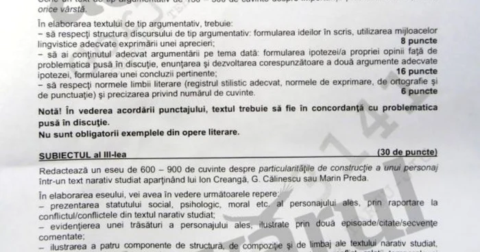 Elevii au declarat că subiectele la Limba Română au fost uşoare