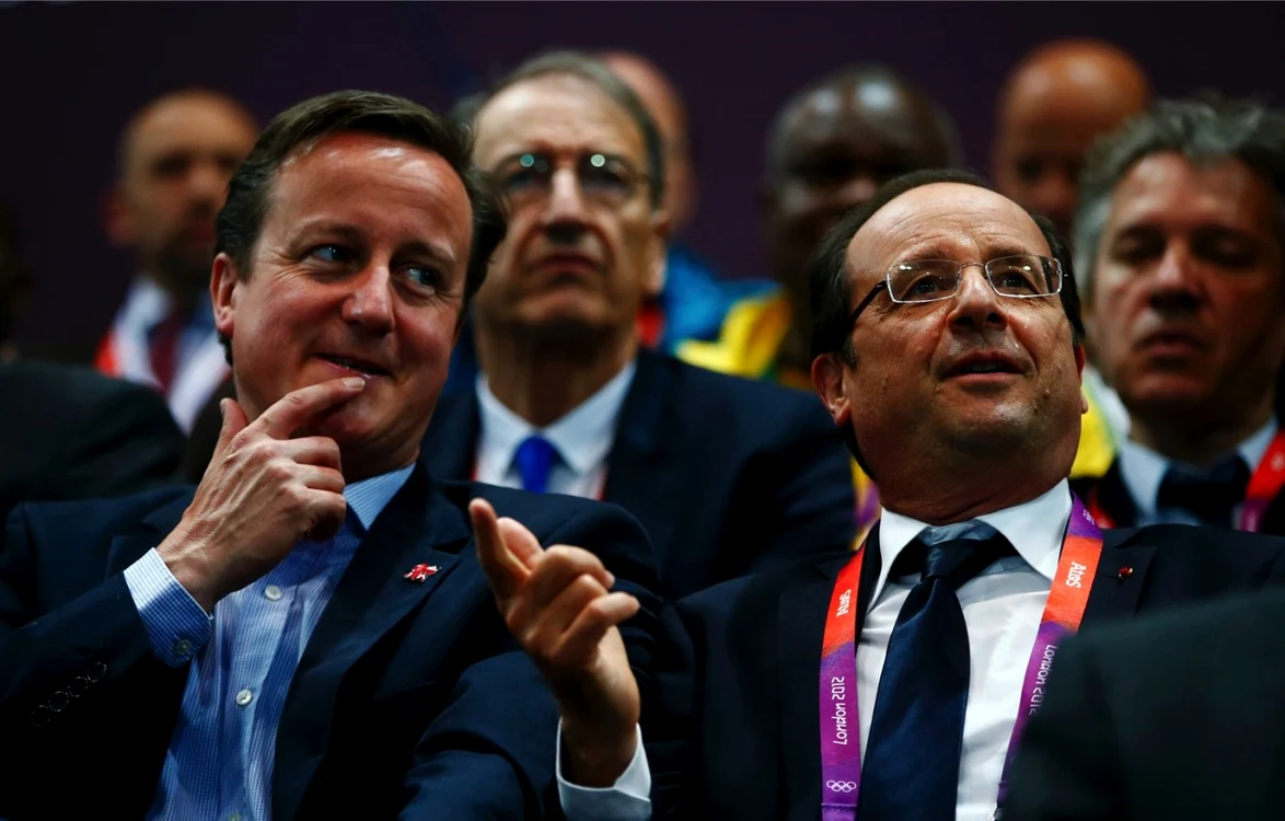 Premierul britanic, David Cameron, alături de preşedintele Franţei, Francois Hollande FOTO Reuters