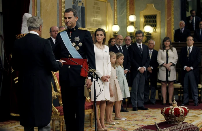 Regele Spaniei, Felipe al VI-lea, în timpul ceremoniei de încoronare