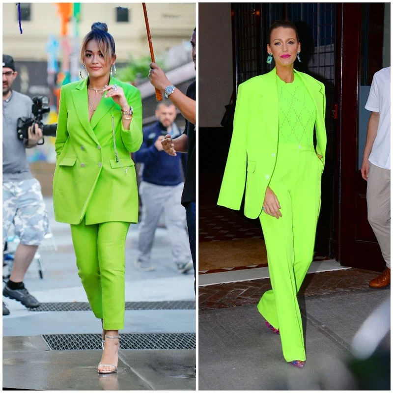 Rita Ora și Blake Lively, în costumul verde neon de la Versace. Foto: Instagram fashionkill21