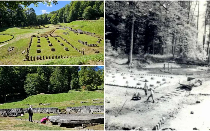 Sarmizegetusa Regia, în prezent și în 1962. Foto: Daniel Guță / Cornelius Ionescu.