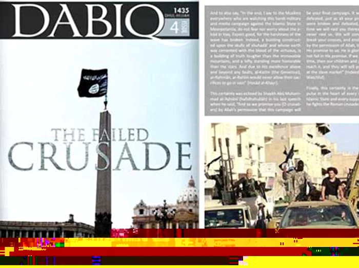 Coperta revistei ”in Dabiq”, folosită de Statul Islamic pentru propagandă