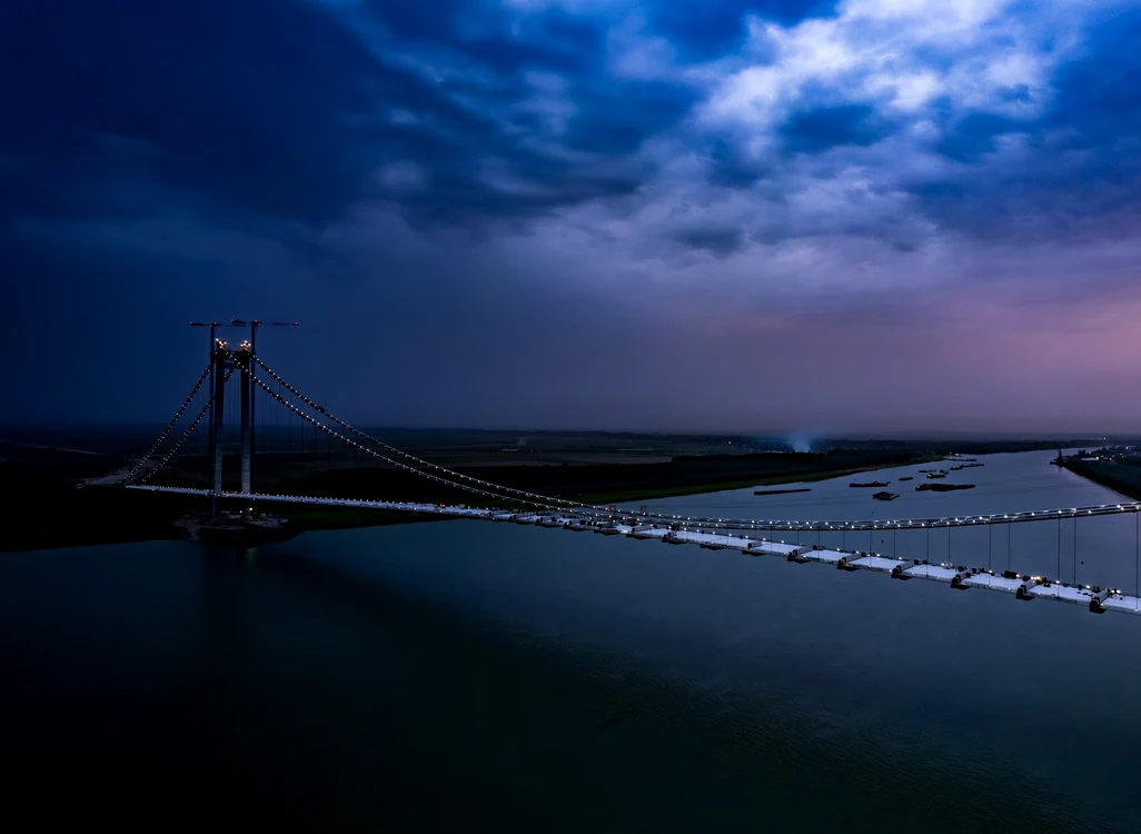 Podul suspendat peste Dunăre, noul „Golden Gate” de Brăila FOTO: Radu Aramă