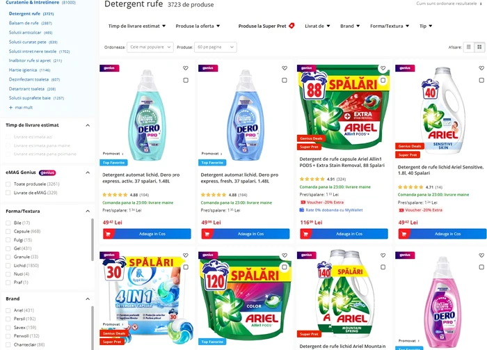 Detergenți de rufe și soluții anti pete Best Overall pe eMAG 2025 – top produse apreciate de români 
