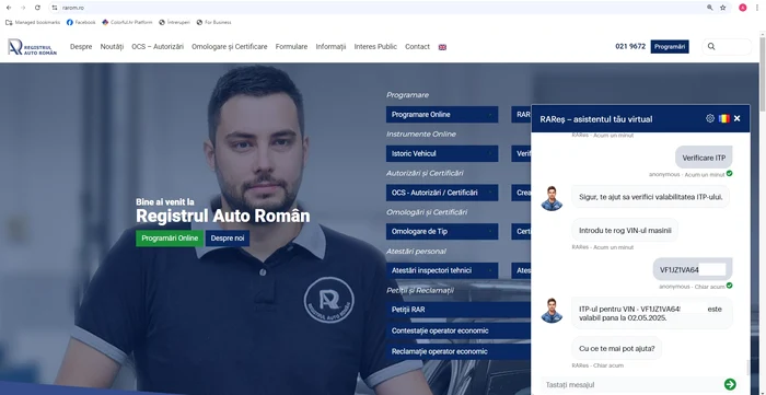 Chatbotul RAReş, lansat de Registrul Auto Român  FOTO: Facebook/RAR