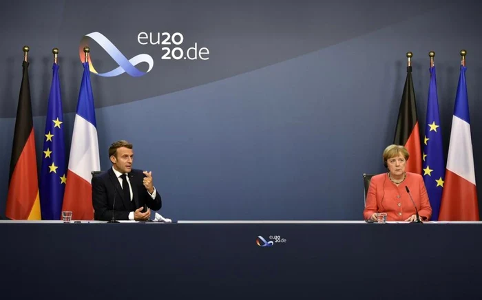 Angela Merkel şi Emmanuel Macron prezintă rezultatele summit-ului Foto EPA EFE